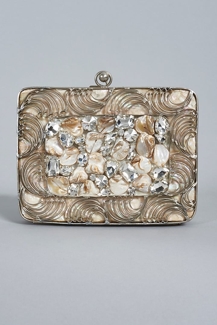 Silver Handcrafted Brass Clutch by Be Chic