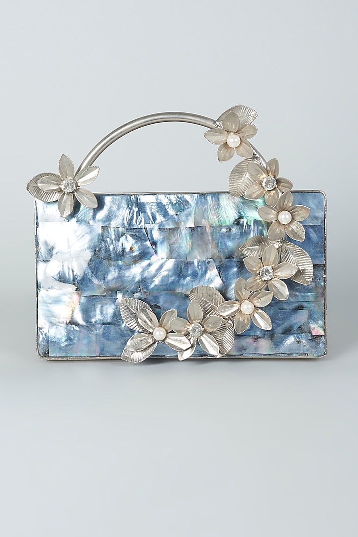 Silver Mother Of Pearl Clutch by Be Chic