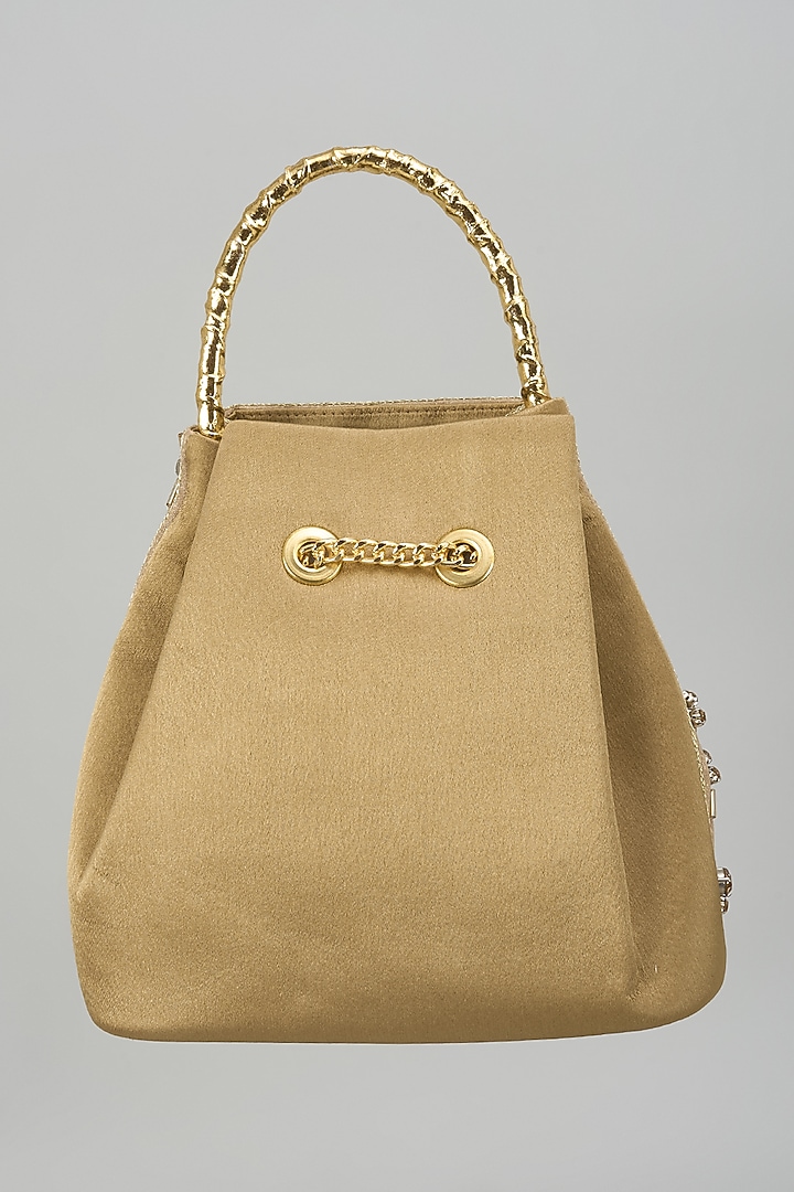 Gold Soft Velvet Crystal Work Potli by Be Chic at Pernia's Pop Up Shop