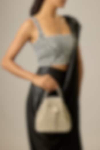 Silver Soft Velvet Crystal Work Potli by Be Chic at Pernia's Pop Up Shop