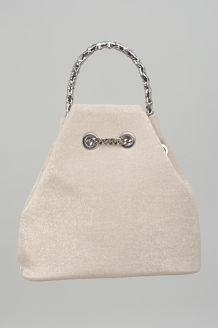 Silver Soft Velvet Crystal Work Potli by Be Chic at Pernia's Pop Up Shop