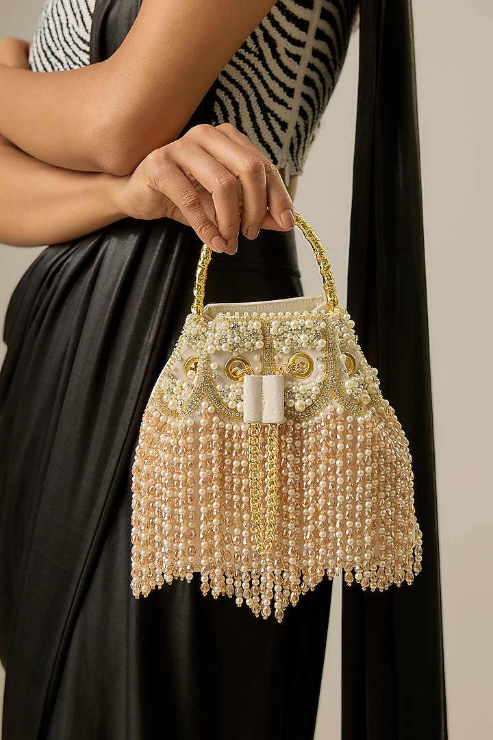 Gold Soft Velvet Bucket Potli by Be Chic at Pernia's Pop Up Shop