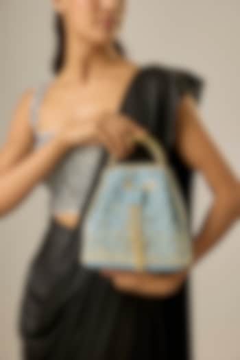 Blue Denim Pearl Work Bucket Potli by Be Chic at Pernia's Pop Up Shop