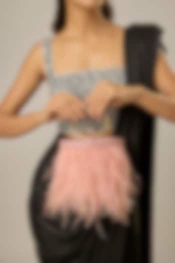 Pink Satin Feather Bucket Bag by Be Chic at Pernia's Pop Up Shop