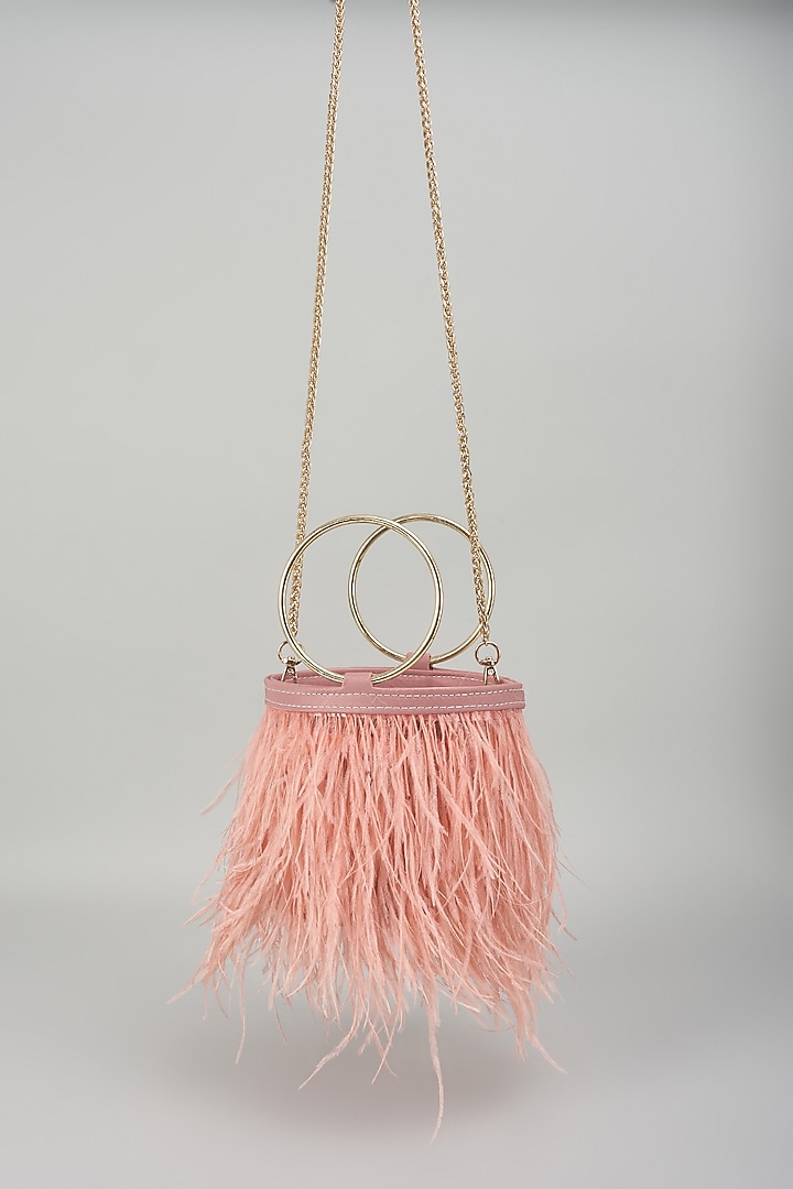 Pink Satin Feather Bucket Bag by Be Chic at Pernia's Pop Up Shop