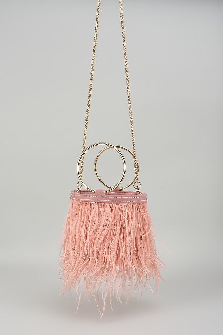 Pink Satin Feather Bucket Bag by Be Chic at Pernia's Pop Up Shop