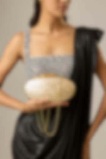 Gold Resin & Suede Oval Clutch by Be Chic at Pernia's Pop Up Shop