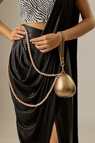 Coffee Brown Resin & Suede Raindrop Bag by Be Chic