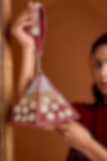 Red Brocade Embellished Potli Bag by Be Chic at Pernia's Pop Up Shop