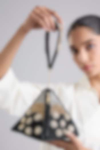 Black Brocade Polki & Sequins Embellished Potli by Be Chic at Pernia's Pop Up Shop