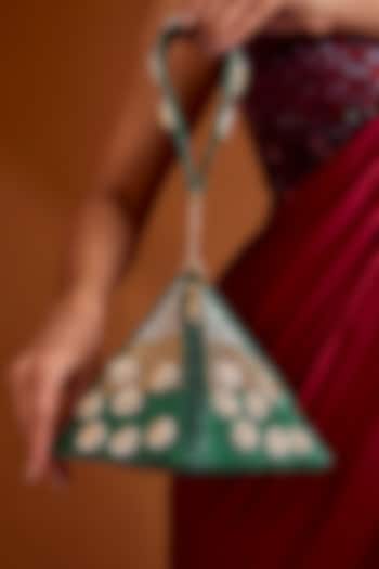 Green Brocade Embellished Potli Bag by Be Chic at Pernia's Pop Up Shop