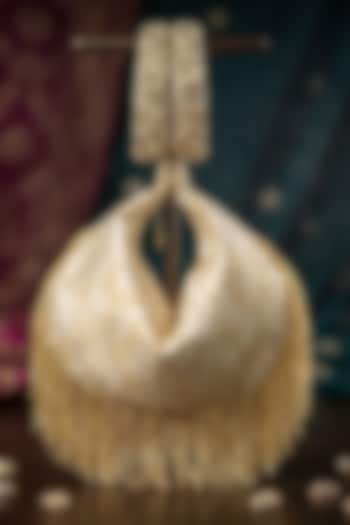 Ivory Brocade Kundan Polki Embellished Potli by Be Chic at Pernia's Pop Up Shop