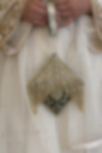 Green Brocade Kundan Polki Embellished Clutch by Be Chic at Pernia's Pop Up Shop