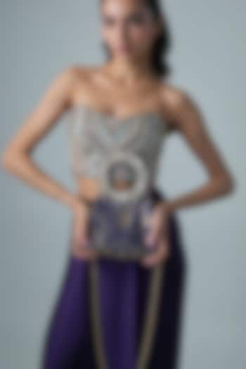 Navy Blue Brocade Sling Bag by Be Chic at Pernia's Pop Up Shop