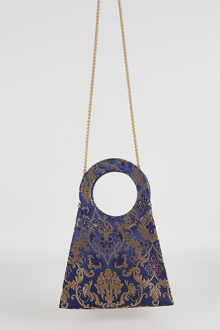 Navy Blue Brocade Sling Bag by Be Chic at Pernia's Pop Up Shop