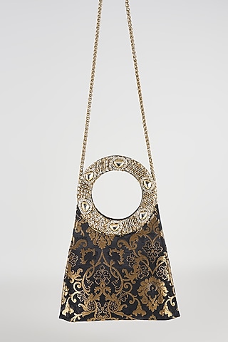 Black Brocade Sling Bag by Be Chic