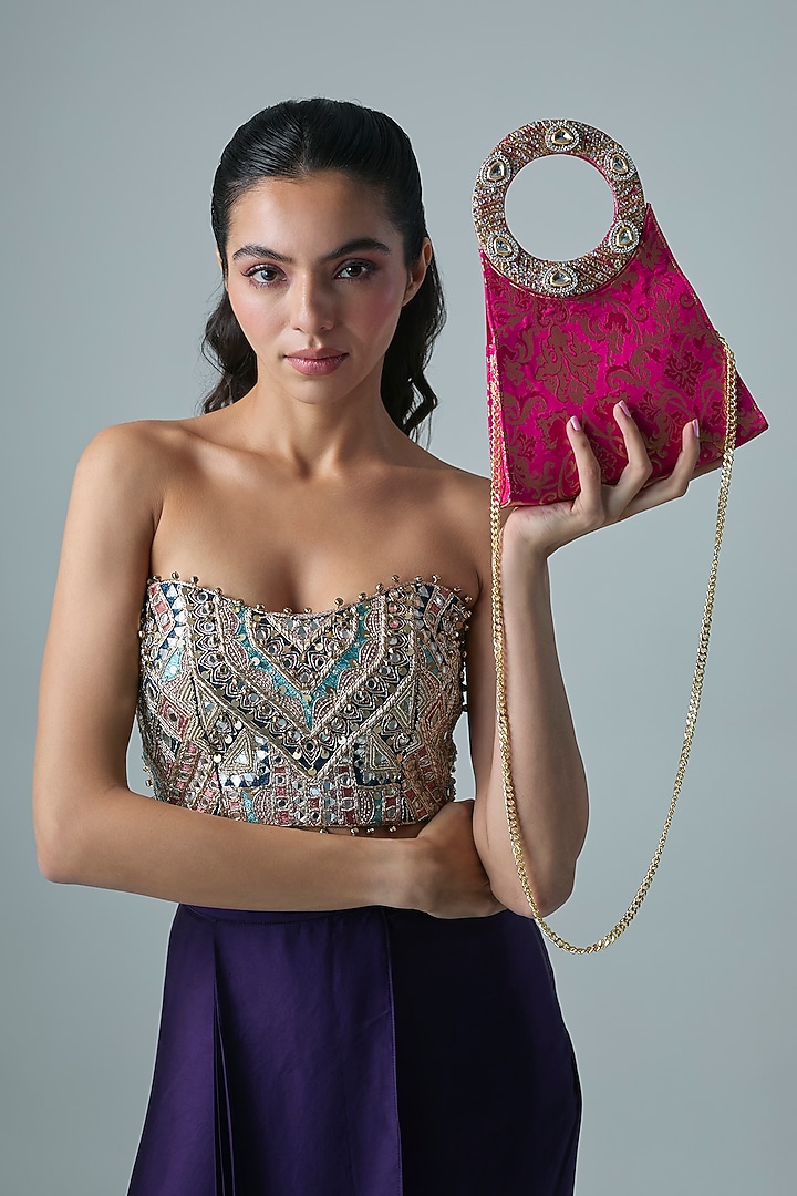 Rani Pink Brocade Sling Bag by Be Chic at Pernia's Pop Up Shop