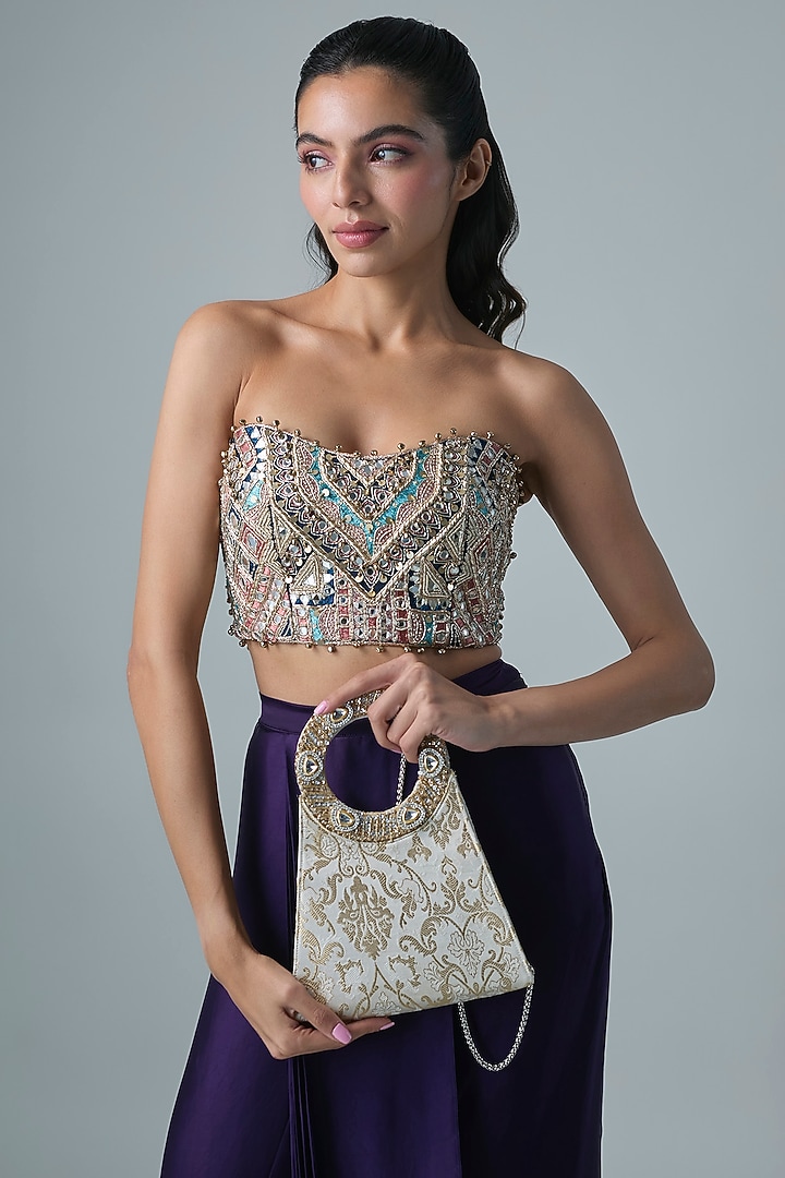Ivory Brocade Sling Bag by Be Chic at Pernia's Pop Up Shop
