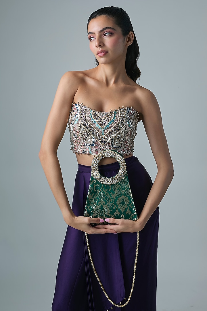 Green Brocade Sling Bag by Be Chic at Pernia's Pop Up Shop