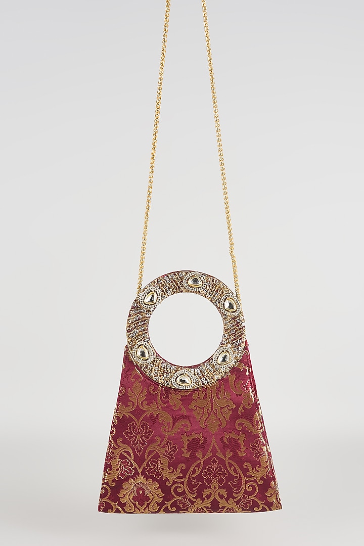 Maroon Brocade Sling Bag by Be Chic at Pernia's Pop Up Shop