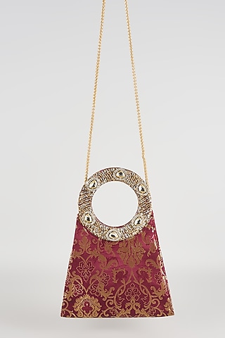 Maroon Brocade Sling Bag by Be Chic