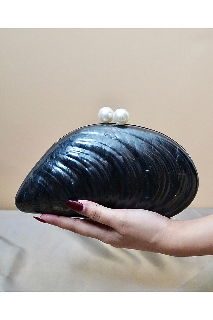 Black Acrylic Shell Clutch by Be Chic at Pernia's Pop Up Shop
