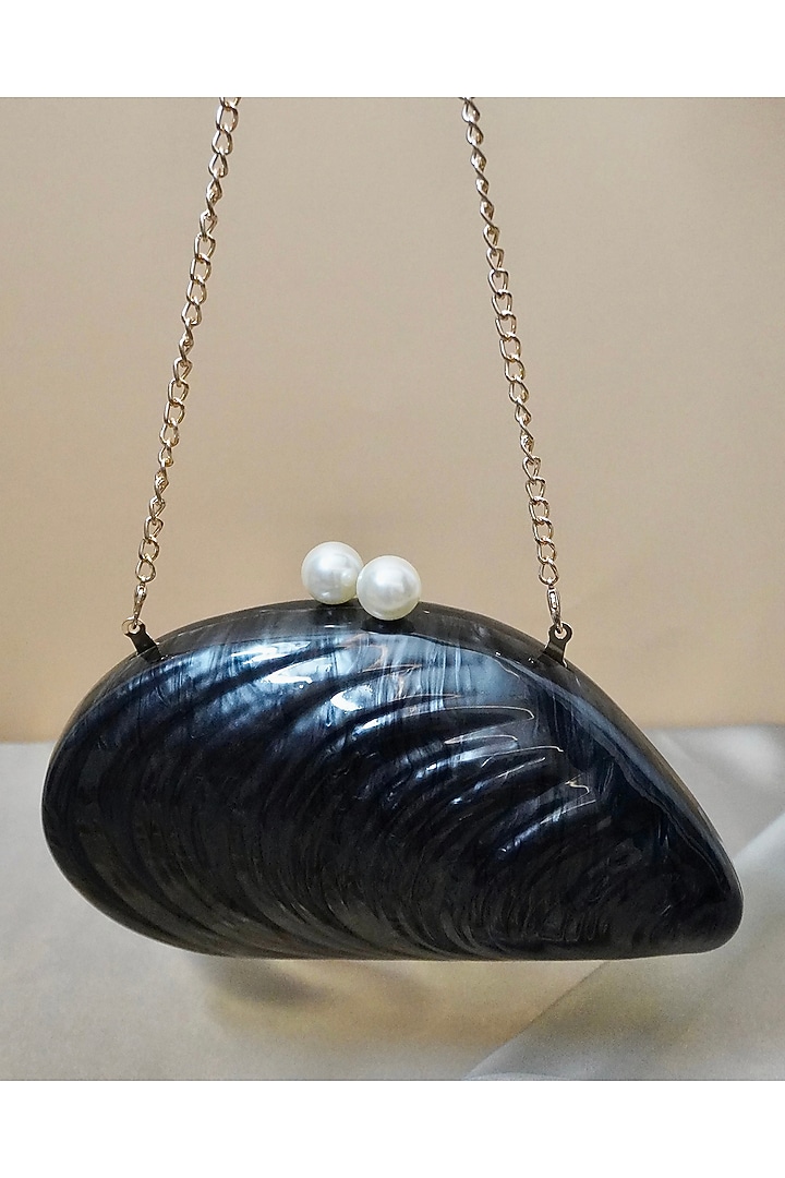 Black Acrylic Shell Clutch by Be Chic at Pernia's Pop Up Shop