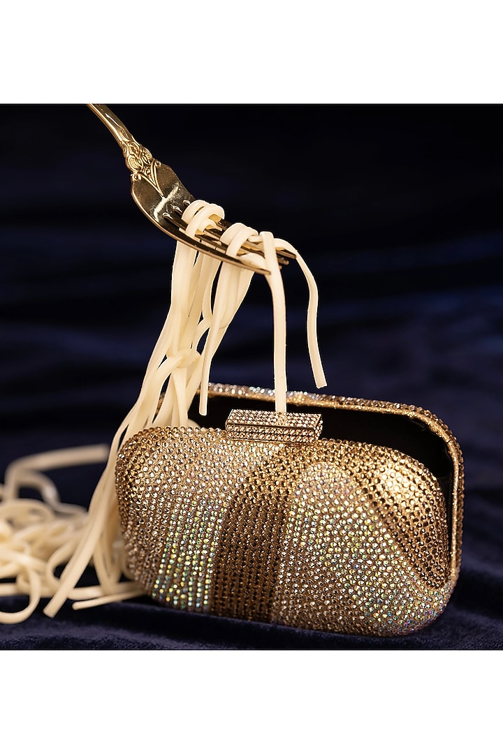 Gold Acrylic Crystal Embellished Ripple Clutch by Be Chic at Pernia's Pop Up Shop