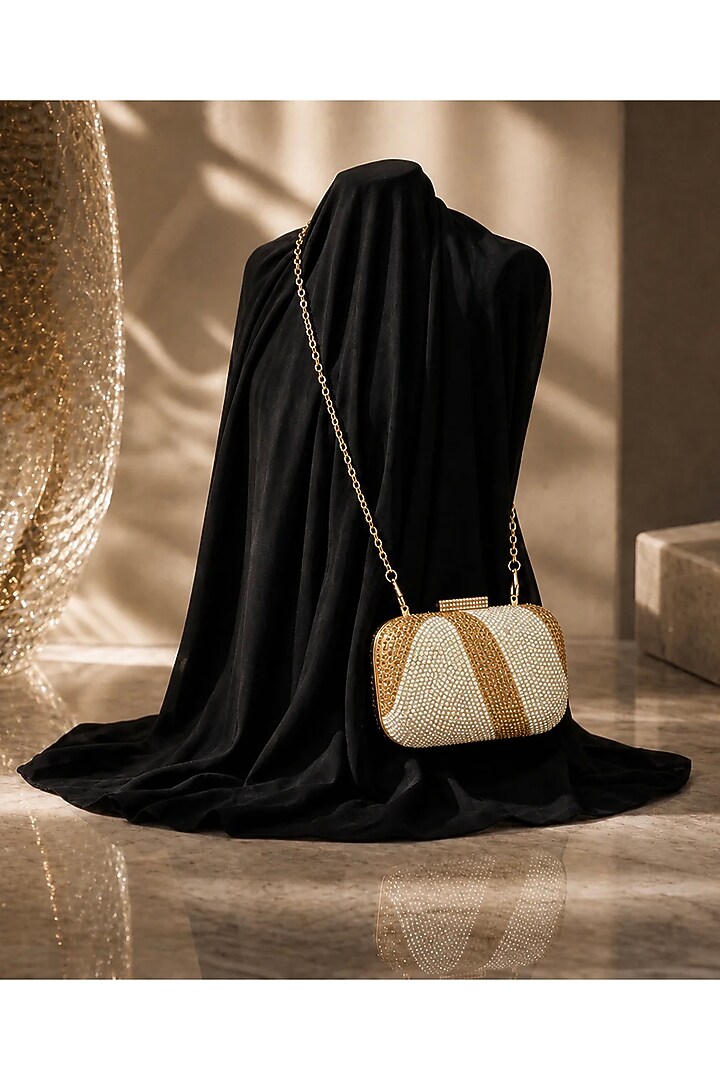 Gold Acrylic Crystal Embellished Ripple Clutch by Be Chic at Pernia's Pop Up Shop