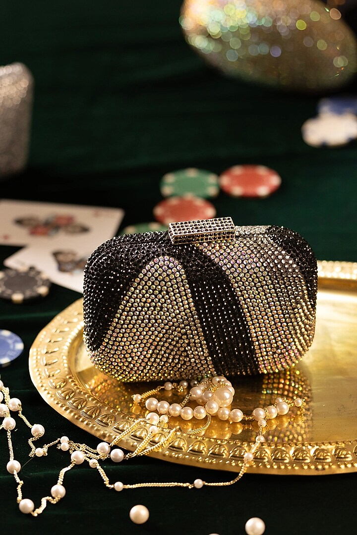 Black Acrylic Crystal Embellished Ripple Clutch by Be Chic at Pernia's Pop Up Shop
