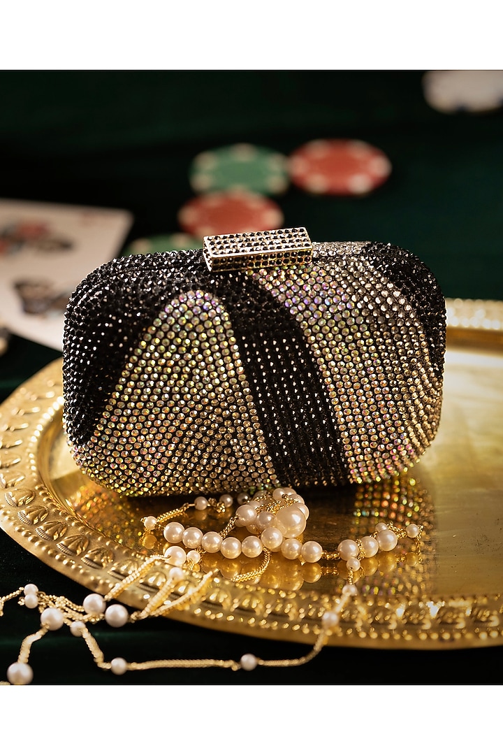 Black Acrylic Crystal Embellished Ripple Clutch by Be Chic at Pernia's Pop Up Shop