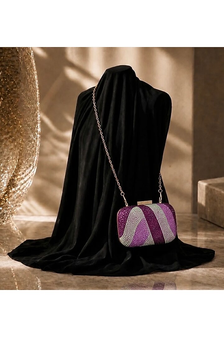 Purple Acrylic Crystal Embellished Ripple Clutch by Be Chic at Pernia's Pop Up Shop