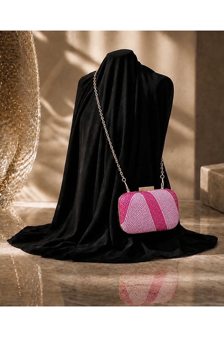 Pink Acrylic Crystal Embellished Ripple Clutch by Be Chic at Pernia's Pop Up Shop