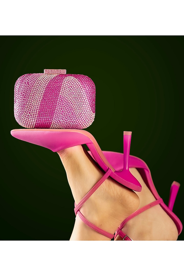 Pink Acrylic Crystal Embellished Ripple Clutch by Be Chic at Pernia's Pop Up Shop