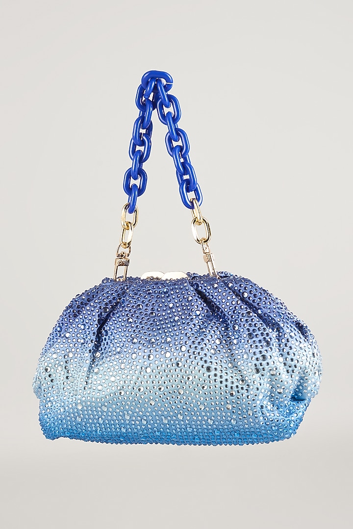 Blue Satin Potli Bag by Be Chic at Pernia's Pop Up Shop