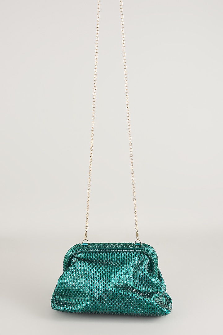 Green Satin Potli Bag by Be Chic at Pernia's Pop Up Shop
