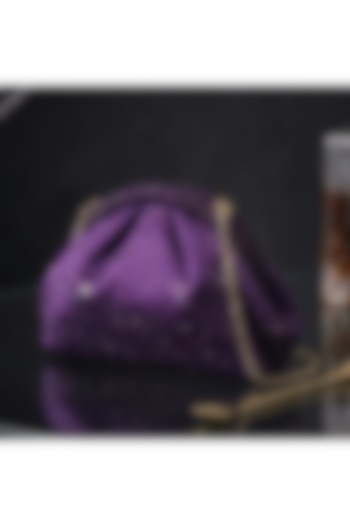 Purple Satin Crystal Embellished Clutch by Be Chic at Pernia's Pop Up Shop