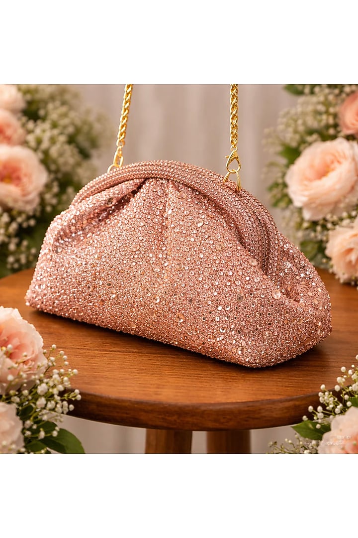 Rose Gold Satin Clutch by Be Chic at Pernia's Pop Up Shop