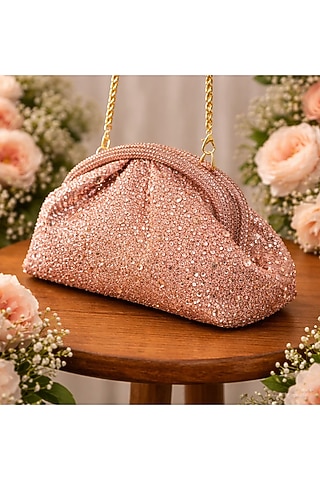 Rose Gold Satin Clutch by Be Chic