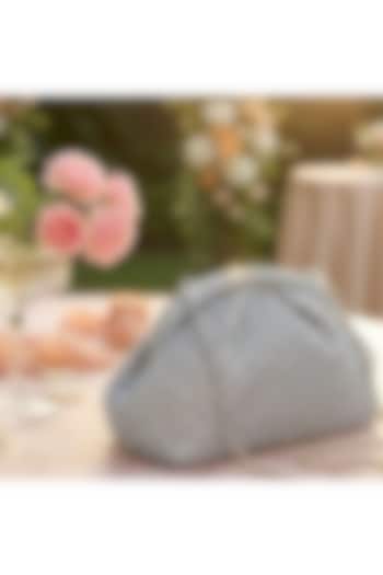 Silver Satin Clutch by Be Chic at Pernia's Pop Up Shop