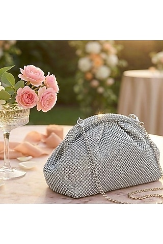 Silver Satin Clutch by Be Chic