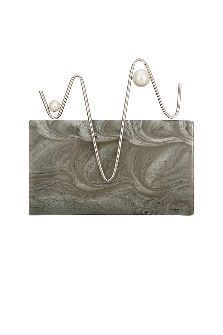 Ash Grey Pearl Clutch by Be Chic