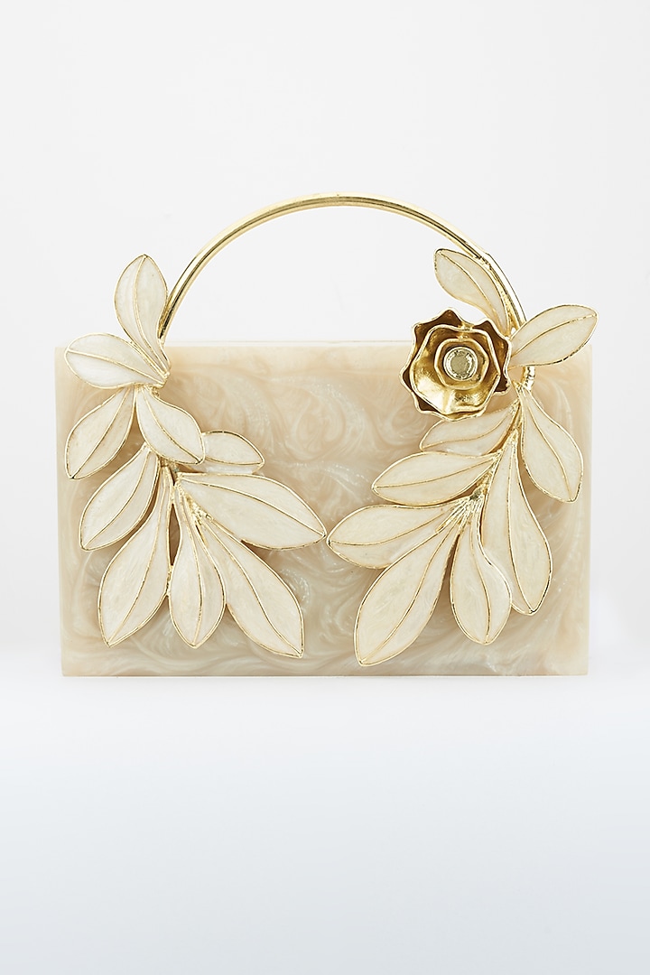 Golden Pearl Resin Handcrafted Clutch by Be Chic