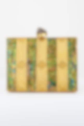 Dull Golden Mother Of Pearl Embellished Handcrafted Clutch by Be Chic at Pernia's Pop Up Shop