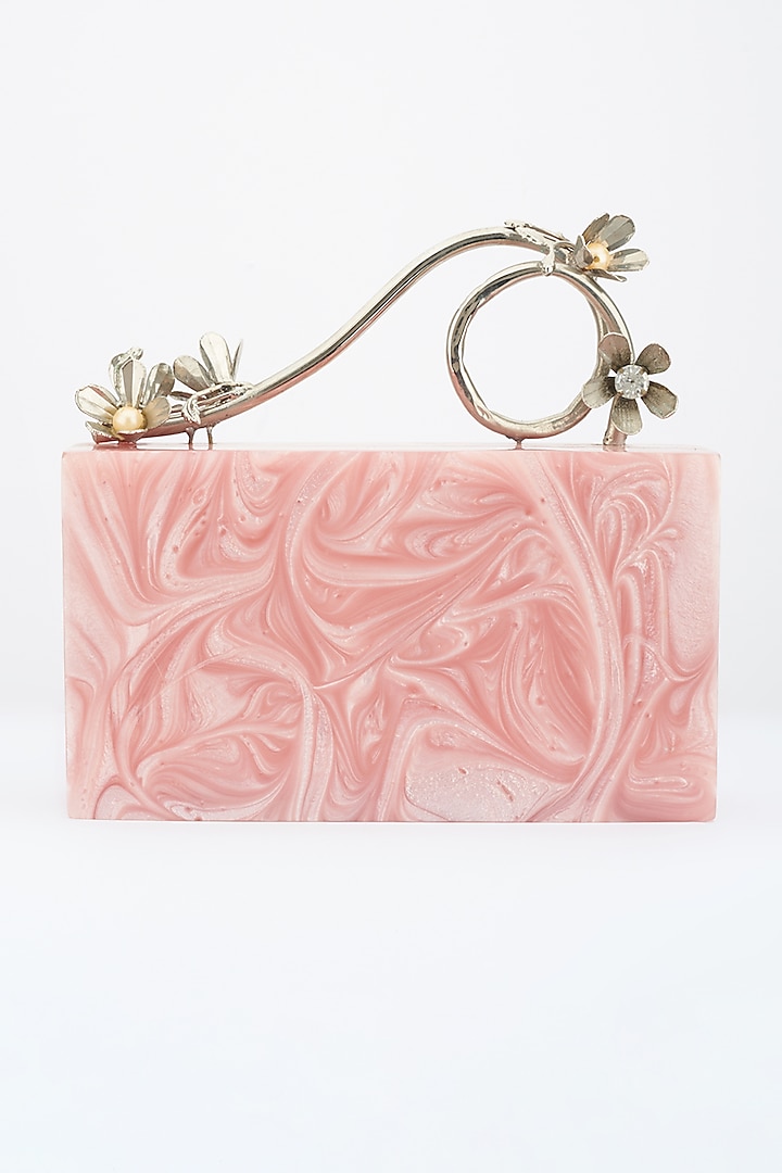 Ivory Pink Resin Handcrafted Clutch by Be Chic