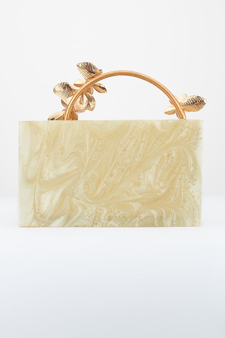 Ivory & Rose Gold Resin Handcrafted Clutch by Be Chic at Pernia's Pop Up Shop