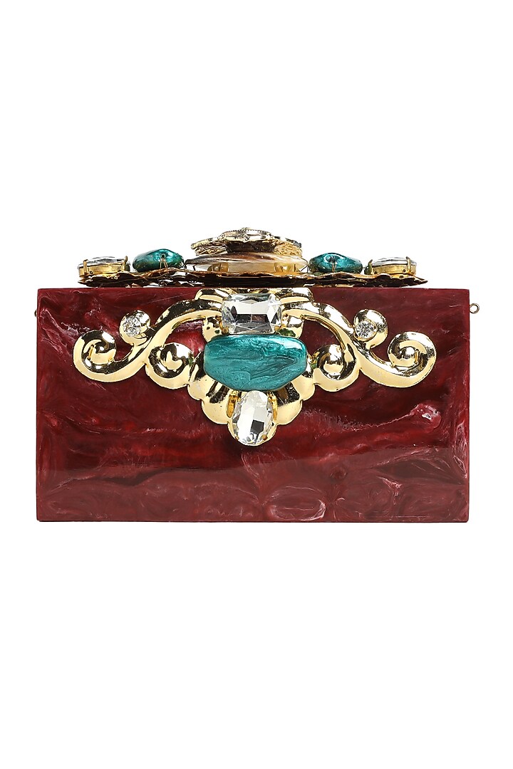 Maroon Hand-Poured Resin Clutch by Be Chic at Pernia's Pop Up Shop