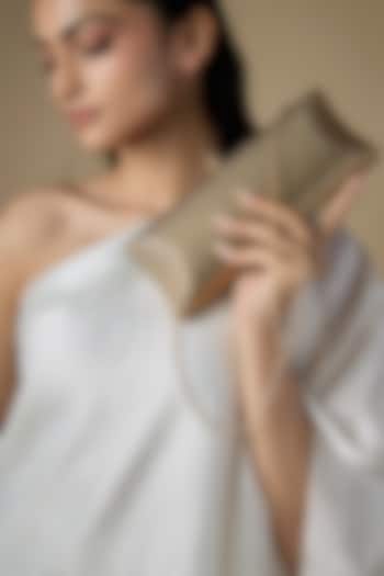 Dull Gold Satin Crystal Embellished Clutch by Be Chic at Pernia's Pop Up Shop