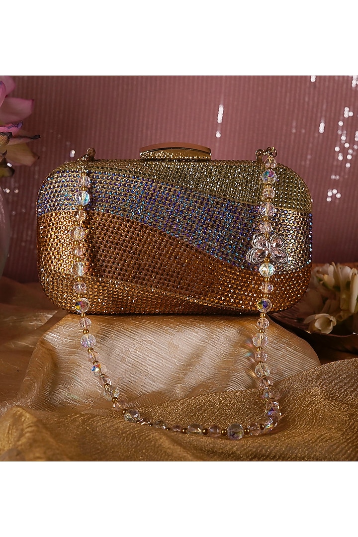 Gold Metal Crystal Clutch by Be Chic at Pernia's Pop Up Shop