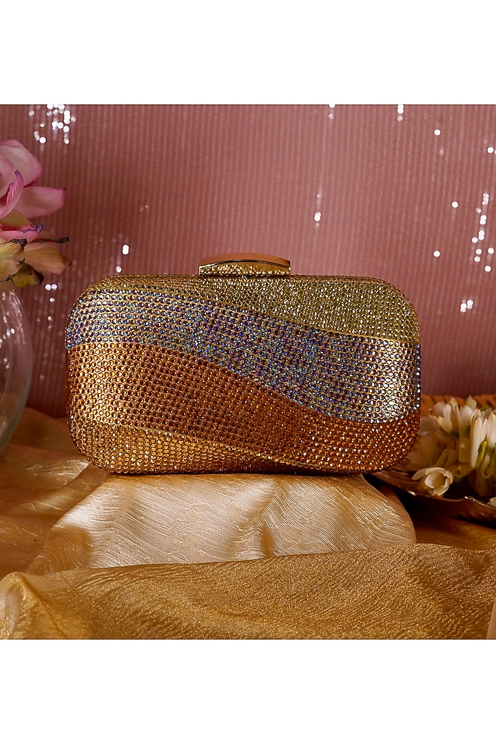 Gold Metal Crystal Clutch by Be Chic at Pernia's Pop Up Shop